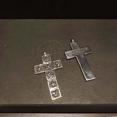 925 Sterling Silver Seven-Element Cross Necklace with 65cm Length and Two Chain Options