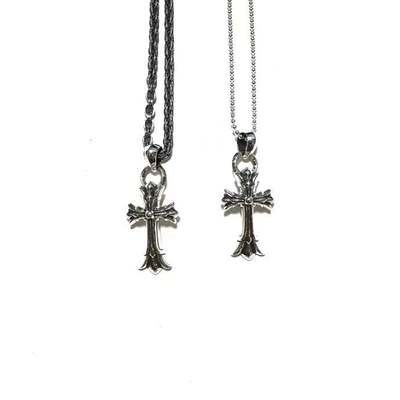 925 Sterling Silver Double-Layer Cross Necklace with Antique Black Plating - Unisex Pendant Necklace