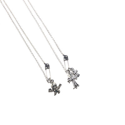 925 Sterling Silver Pin Series Necklace with Mix and Match Pendants for Everyday Wear in 45cm Length