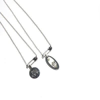 925 Sterling Silver Pin Series Necklace with Mix and Match Pendants for Everyday Wear in 45cm Length