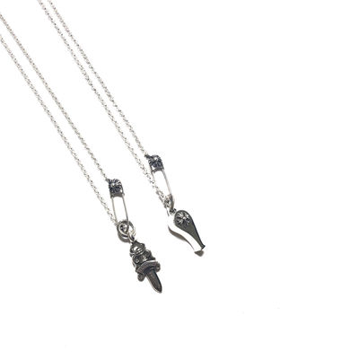 925 Sterling Silver Pin Series Necklace with Mix and Match Pendants for Everyday Wear in 45cm Length