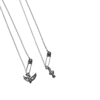 925 Sterling Silver Pin Series Necklace with Mix and Match Pendants for Everyday Wear in 45cm Length