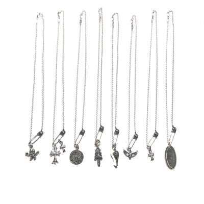 925 Sterling Silver Pin Series Necklace with Mix and Match Pendants for Everyday Wear in 45cm Length
