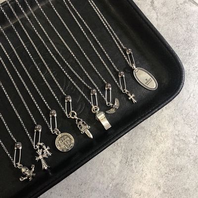 925 Sterling Silver Pin Series Necklace with Mix and Match Pendants for Everyday Wear in 45cm Length