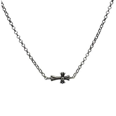 925 Sterling Silver Thin Cross Pendant Necklace with 1.5 cm Pendant and 42cm Chain Length Featuring S925 Logo