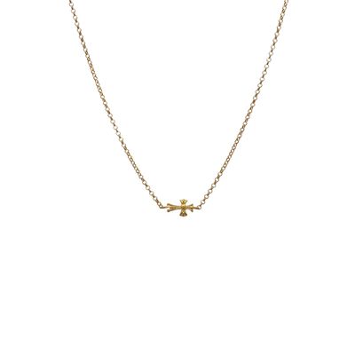 925 Sterling Silver Cross Necklace with Gold-Plated Finish and S925 Logo in 42cm Length