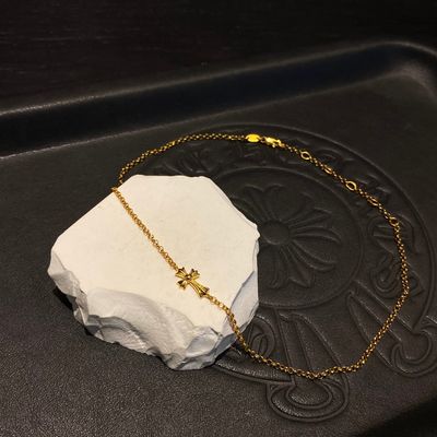 925 Sterling Silver Cross Necklace with Gold-Plated Finish and S925 Logo in 42cm Length
