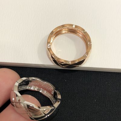 925 Sterling Silver Ring with 18K Rose Gold Plated Quilted Pattern Wide Band in US Size 5/6/7/8