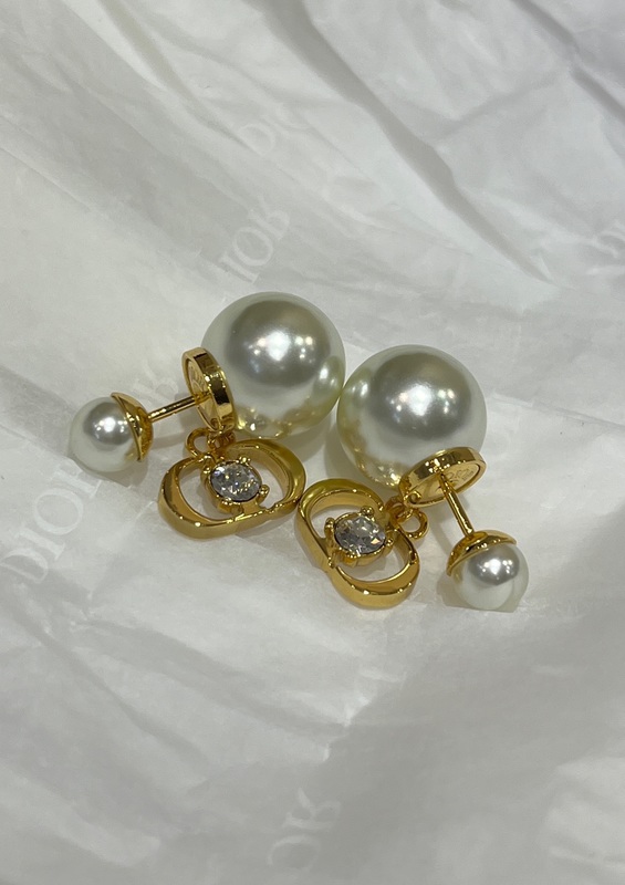 Rhinestone Pearl Double Ball Earrings Luxurious Customizable Anti Allergy