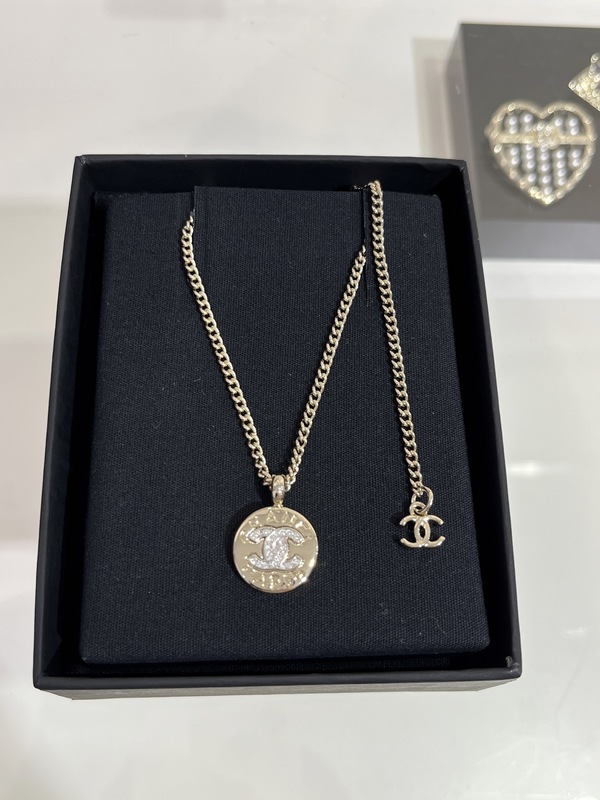 Silver High End Jewelry Necklaces Full Diamond Double C Gold Coin Clasp Necklace