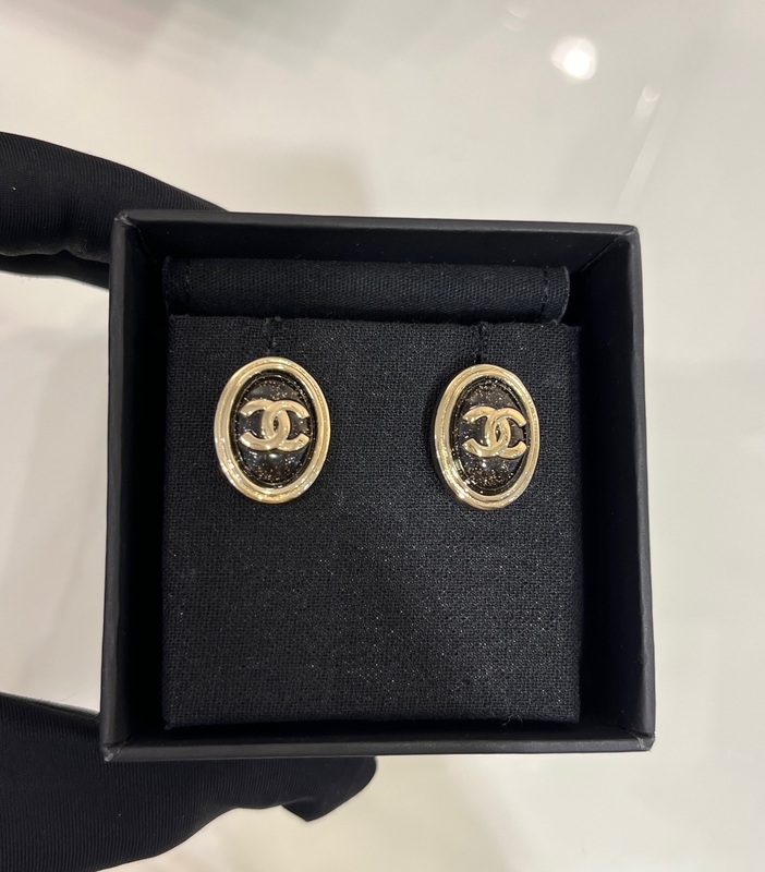 18K Gold Plated Black Stud Earrings with Color Enamel