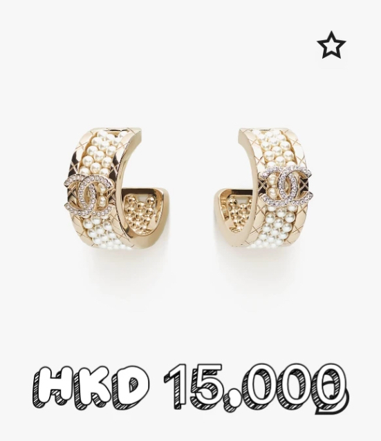 Light Gold Double C Pearl Hoop Earrings 18k Gold Plated
