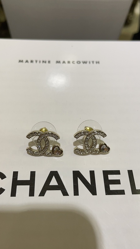 Double C Gold Chandelier Earrings Lightweight Luxury Earrings With White Diamonds 1-2cm