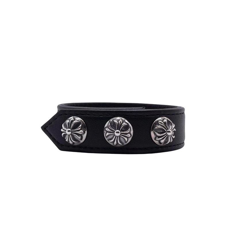 Cross Flower 925 Silver Bracelets Black 10g Adjustable In Round Shape