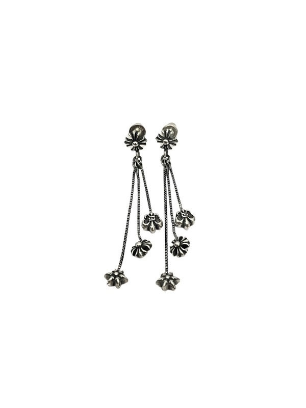 Cross Tassel 925 Silver Earrings Medium Size Elegant With Antique Finish