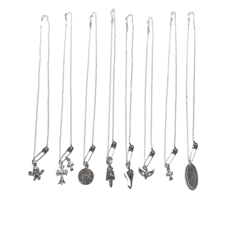 925 Sterling Silver Pin Series Necklace with Mix and Match Pendants for Everyday Wear in 45cm Length