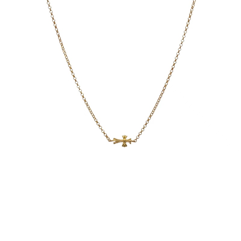 925 Sterling Silver Cross Necklace with Gold-Plated Finish and S925 Logo in 42cm Length