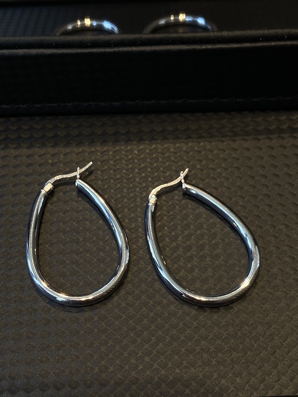 Minimalist Instagram Style 925 Silver Earrings with 18K White Gold Plating