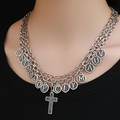 Quality 3 Layer 925 Silver Necklaces Fashionable With Alphabet Charms factory