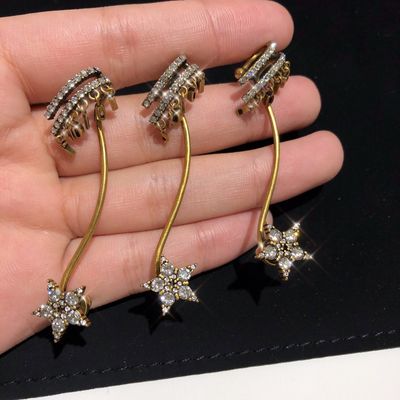 Quality Swarovsk* Silver Phantom Crystal Single Ear Cuff.Single side earrings factory