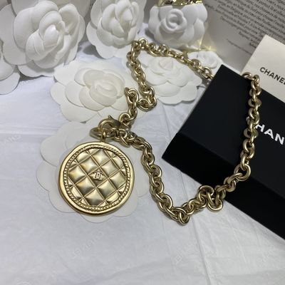 Quality Classic Retro Brass Chain Necklace 18k Gold Plated 18 Inch Vintage Luxury Necklaces For Women , Chanel Necklace factory