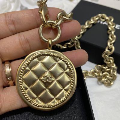 Quality Classic Retro Brass Chain Necklace 18k Gold Plated 18 Inch Vintage Luxury Necklaces For Women , Chanel Necklace factory
