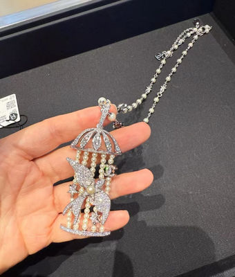 Quality Full Diamond Flying Bird Pearl Necklace Silver Custom Luxury Necklaces factory