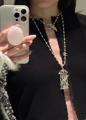 Quality Full Diamond Flying Bird Pearl Necklace Silver Custom Luxury Necklaces factory