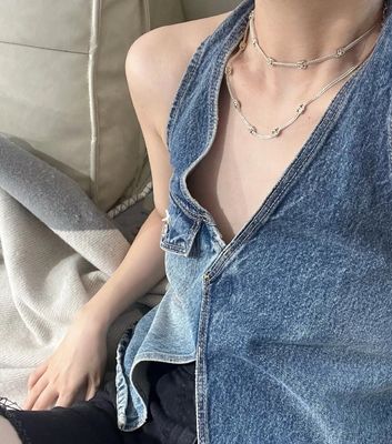 Quality Double C Logo Snake Chain Choker Versatile Luxury Necklaces With 7 Gold Motifs 36-45cm Length factory