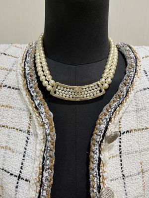 Quality Light Gold Fine Jewelry Necklaces Sophisticated 40cm Length With Pearls factory