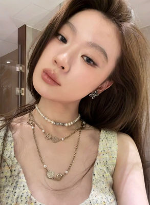 Quality Red Enamel Peony Women Necklace Fine Jewelry 50cm Length Luxury Exquisite Look factory