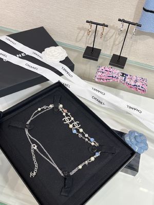 Quality Blue Pink Heart Full Rhinestone Luxury Silver Necklace Luxury Jewelry Necklace factory