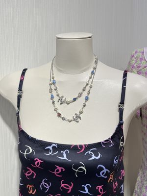 Quality Blue Pink Heart Full Rhinestone Luxury Silver Necklace Luxury Jewelry Necklace factory