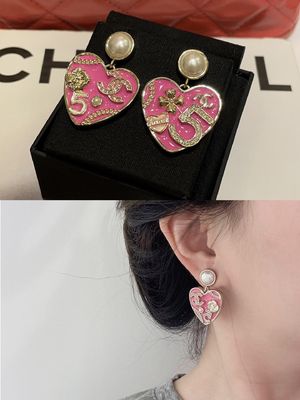 Quality Pink Diamond Luxury Designer Earrings Anti Allergy Aesthetic Gold Luxury Earrings factory