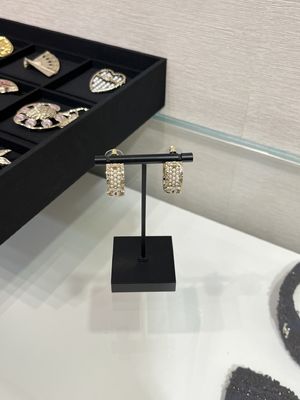 Quality Light Gold Double C Pearl Hoop Earrings 18k Gold Plated factory