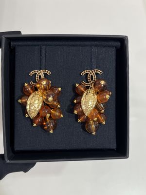 Quality Brown Beaded Luxury Diamond Earrings High End Diamond Earrings With 18K Gold Plated factory