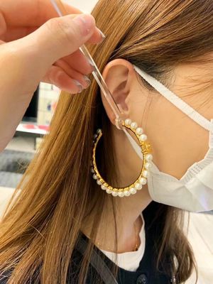 Quality 20-25mm Size Copper Colored Hoop Earrings Classic Elegant Luxury Earrings With Pearls factory