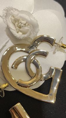 Quality Heart shaped Double C Earrings 15-20mm Size hollow factory