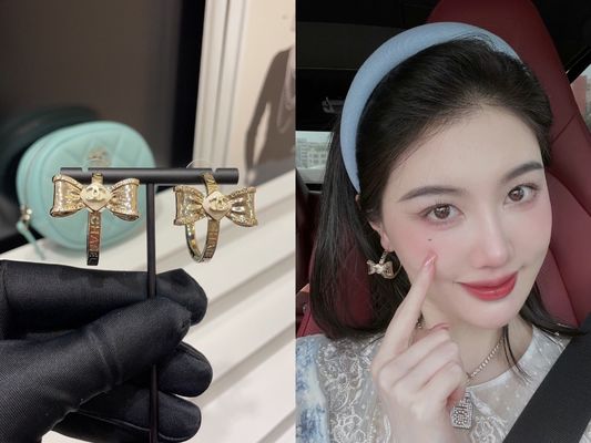 Quality 10-15mm Size Copper Hoop Earrings 18K Gold Plated Contemporary With 3D Bow factory