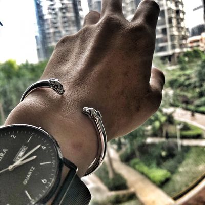 Quality 925 Silver Dragon Head Bracelet 7.5 Inch Adjustable Open Bangle factory