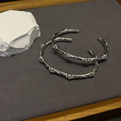 Quality Cross Vine Cuff 925 Silver Bangle Bracelets Unisex With Simple Design factory