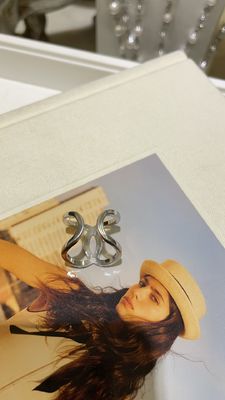 Quality Silver Double Cc Earrings Hollow Openwork Ring 18K Gold Plated For Anniversary factory