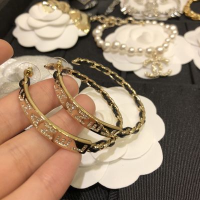 Quality Black Cowleather Swarovsk* Diamond Statement Earrings with Push Back Closure factory