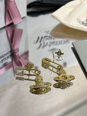 Quality Full Diamond Saturn Pin Earrings with Swarovsk* Diamonds and 25-30mm Drop Style Luxury Earrings factory