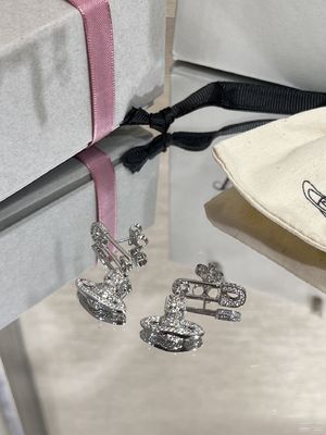 Quality Full Diamond Saturn Pin Earrings with Swarovsk* Diamonds and 25-30mm Drop Style Luxury Earrings factory