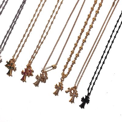 Quality 925 Sterling Silver Double Cross Necklace with 22k Gold-Plated Elegant Pendant for Casual and Formal Wear factory