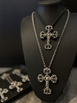 Quality 925 Silver Large Flame Cross Necklace with 55-70cm Chain and S925 Logo for Everyday Wear factory