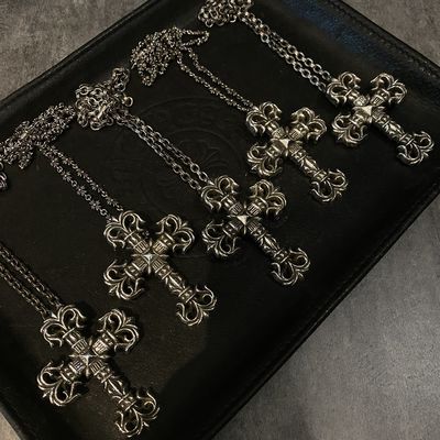 Quality 925 Silver Large Flame Cross Necklace with 55-70cm Chain and S925 Logo for Everyday Wear factory