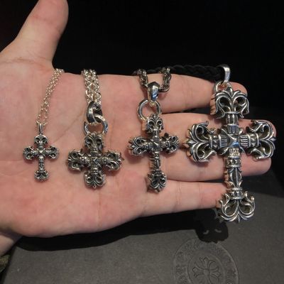 Quality 925 Silver Large Flame Cross Necklace with 55-70cm Chain and S925 Logo for Everyday Wear factory
