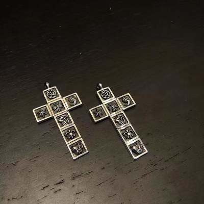 Quality 925 Sterling Silver Seven-Element Cross Necklace with 65cm Length and Two Chain Options factory